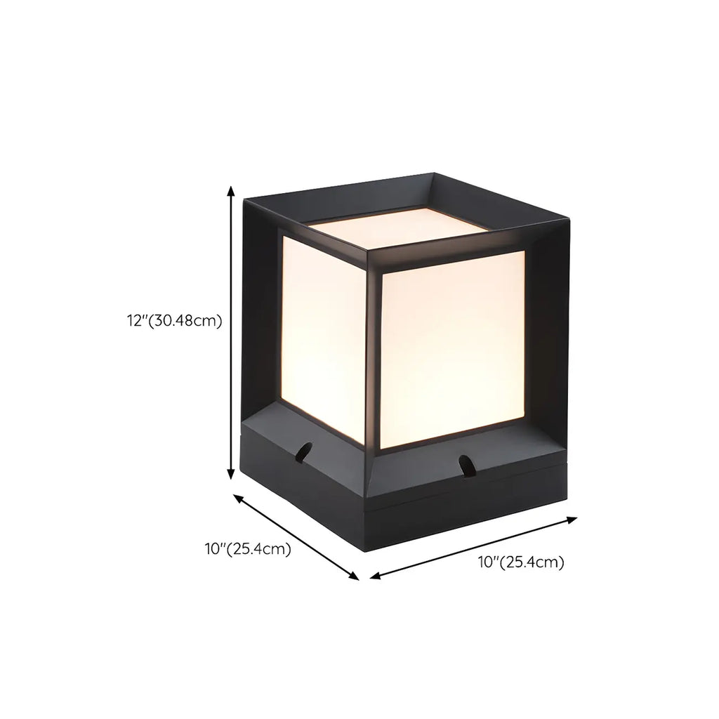 Minimalist Metal Black Square Outdoor Post Cap Light