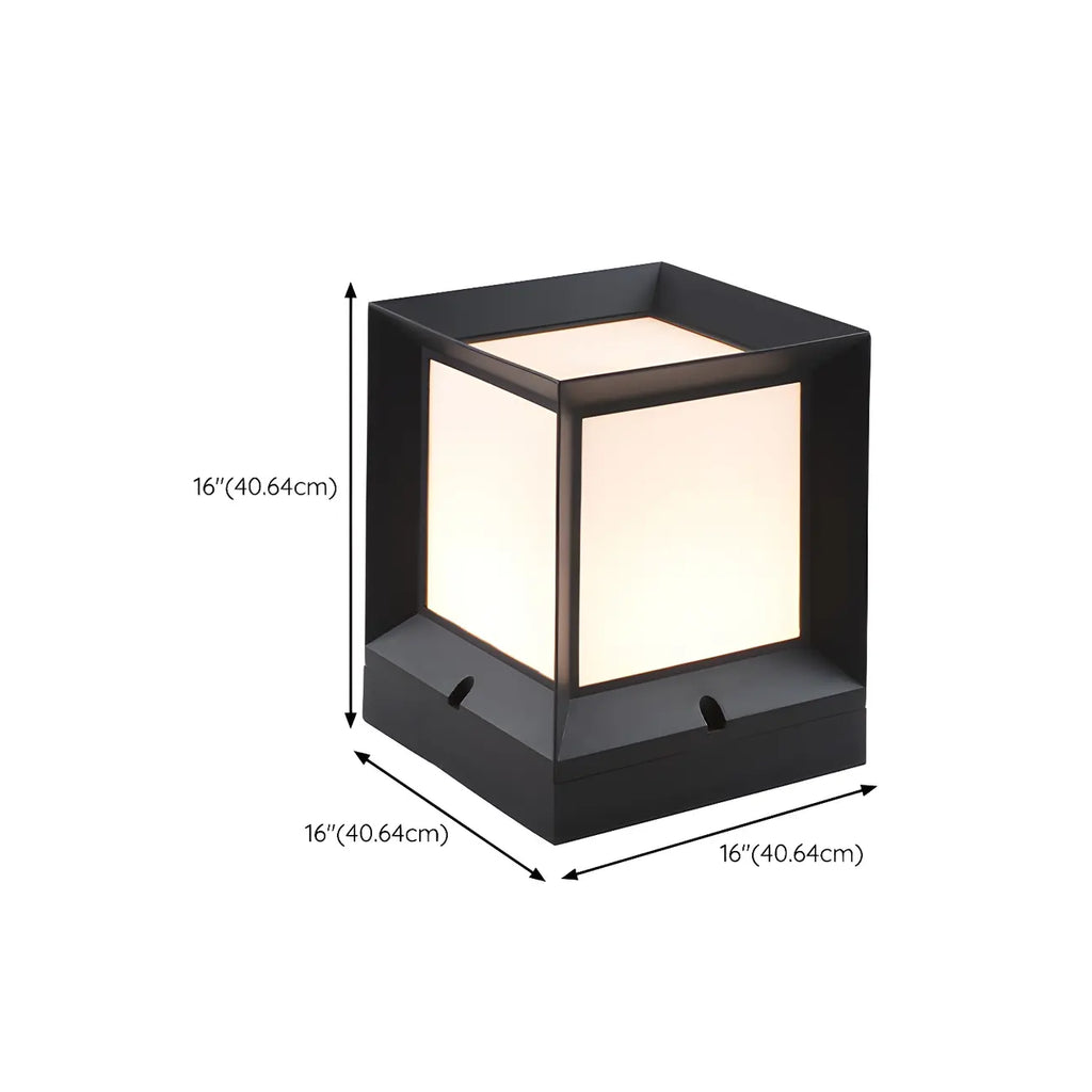 Minimalist Metal Black Square Outdoor Post Cap Light