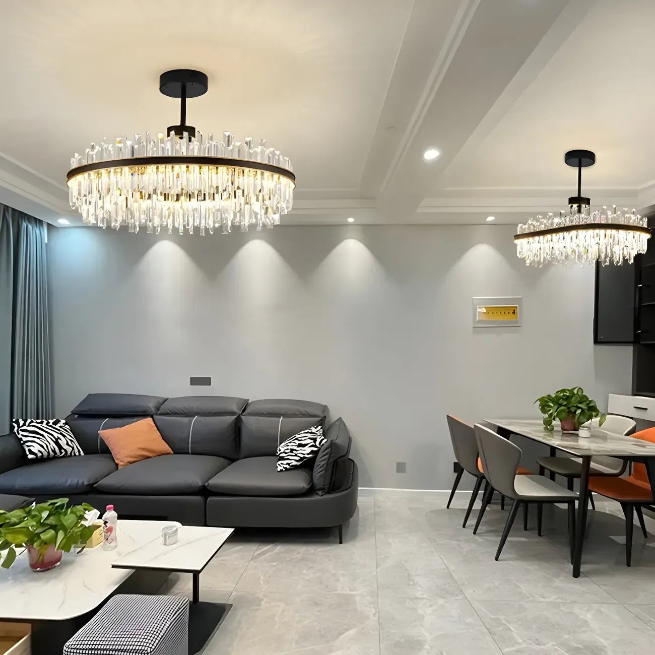 Modish Modern Black Crystal Island Pendant Light