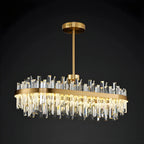 Modern Gold Oval Crystal LED Island Pendant Light for Kitchen