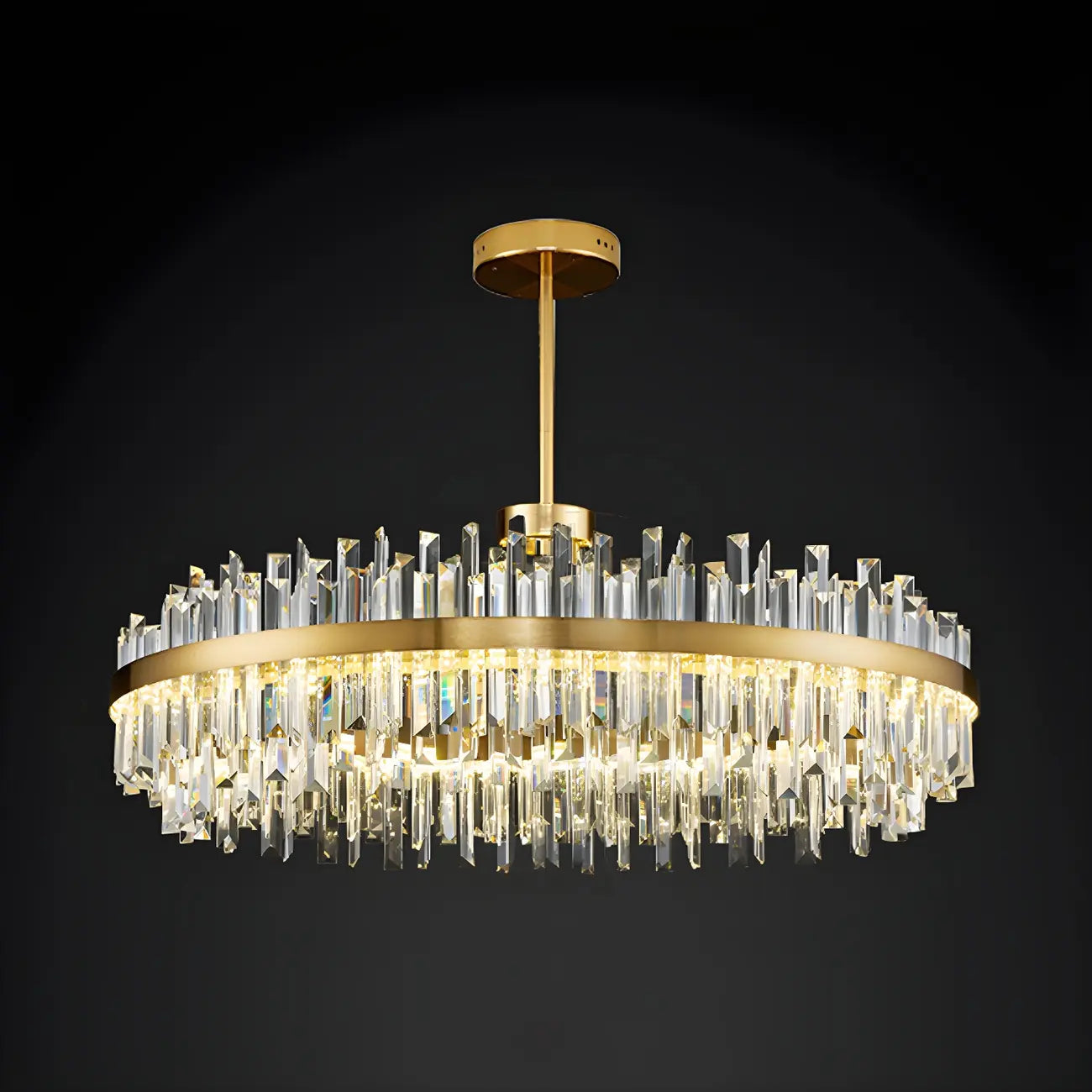 Modern Gold Oval Crystal LED Island Pendant Light for Kitchen