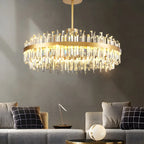 Modern Gold Oval Crystal LED Island Pendant Light for Kitchen