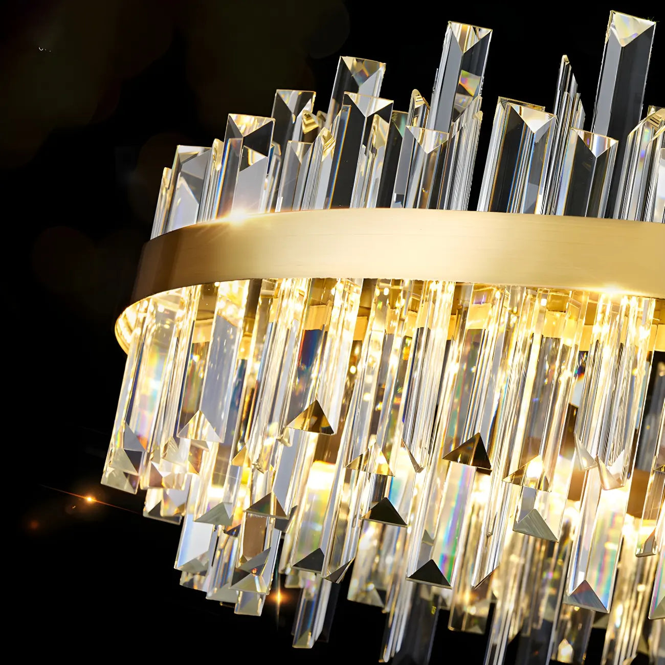 Modern Gold Oval Crystal LED Island Pendant Light for Kitchen
