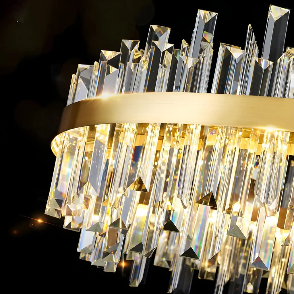 Modern Gold Oval Crystal LED Island Pendant Light for Kitchen