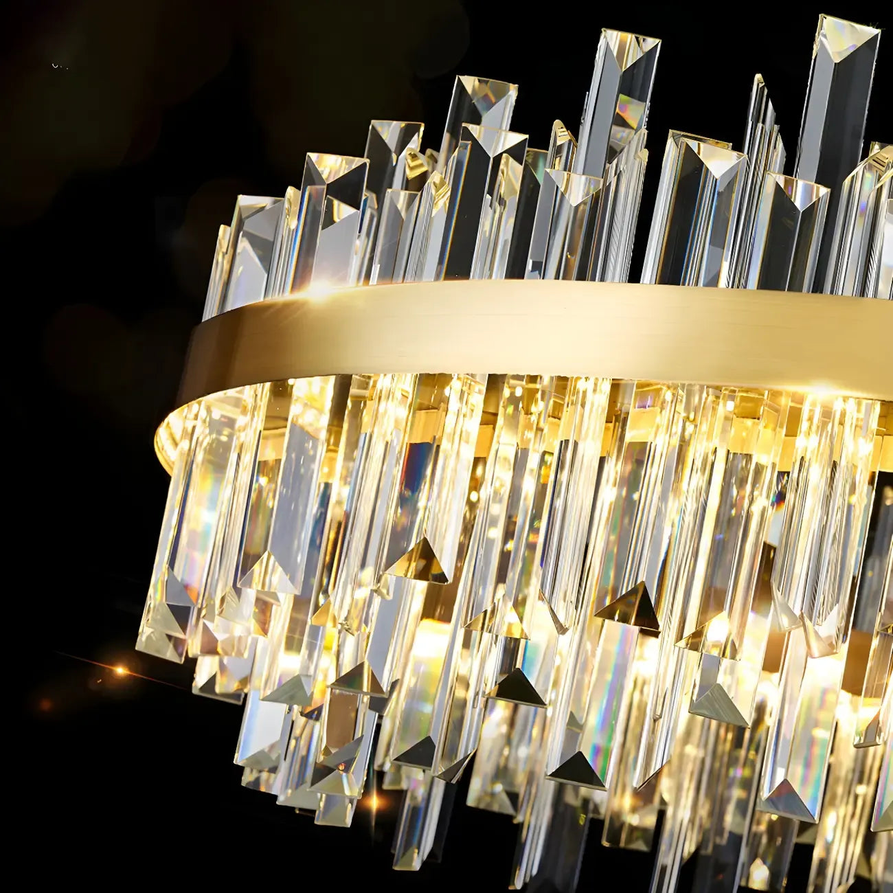 Modern Gold Oval Crystal LED Island Pendant Light for Kitchen