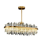 Modern Gold Oval Crystal LED Island Pendant Light for Kitchen