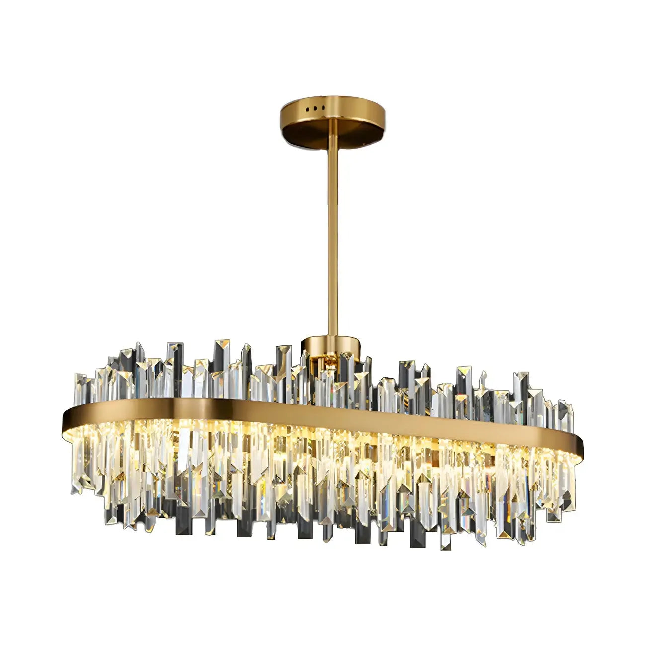 Modern Gold Oval Crystal LED Island Pendant Light for Kitchen