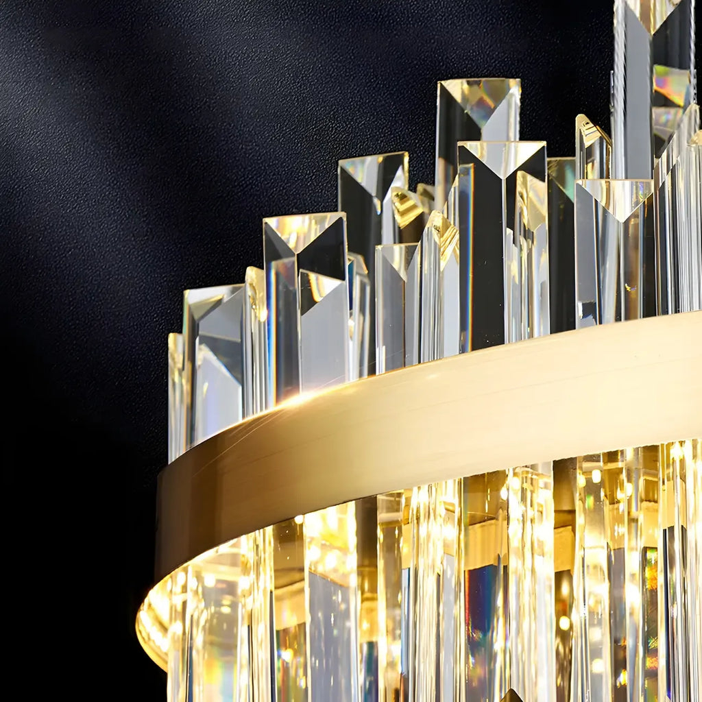 Modern Gold Oval Crystal LED Island Pendant Light for Kitchen