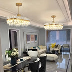 Modern Gold Oval Crystal LED Island Pendant Light for Kitchen