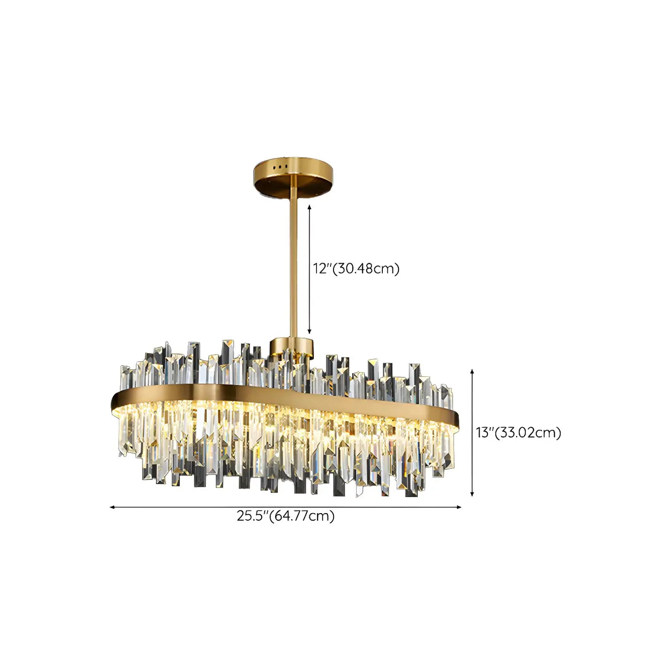 Modern Gold Oval Crystal LED Island Pendant Light for Kitchen