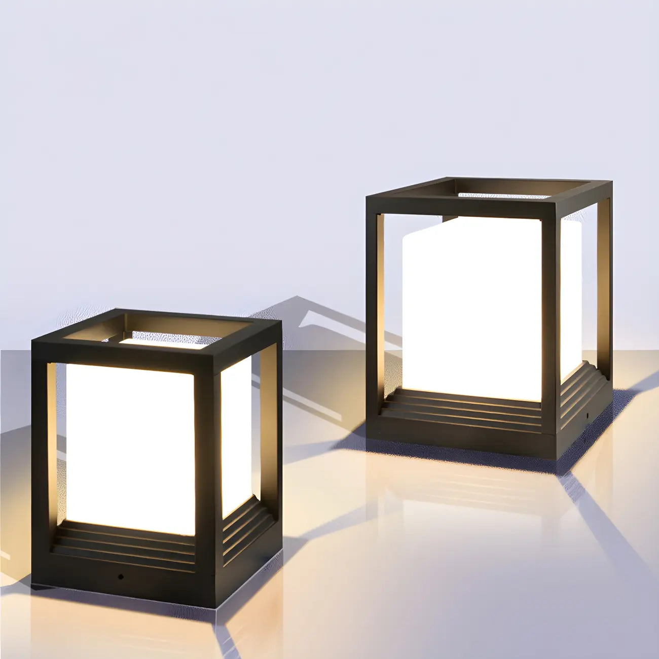 Modern Black Metal LED Post Cap Light for Outdoor Fences