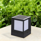 Simple Solar Black Metal Cube Outdoor Post Lights