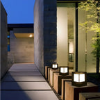 Simple Solar Black Metal Cube Outdoor Post Lights
