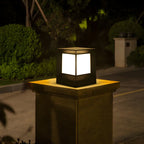 Simple Solar Black Metal Cube Outdoor Post Lights