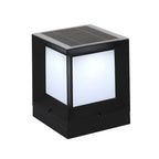 Simple Solar Black Metal Cube Outdoor Post Lights