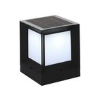 Simple Solar Black Metal Cube Outdoor Post Lights