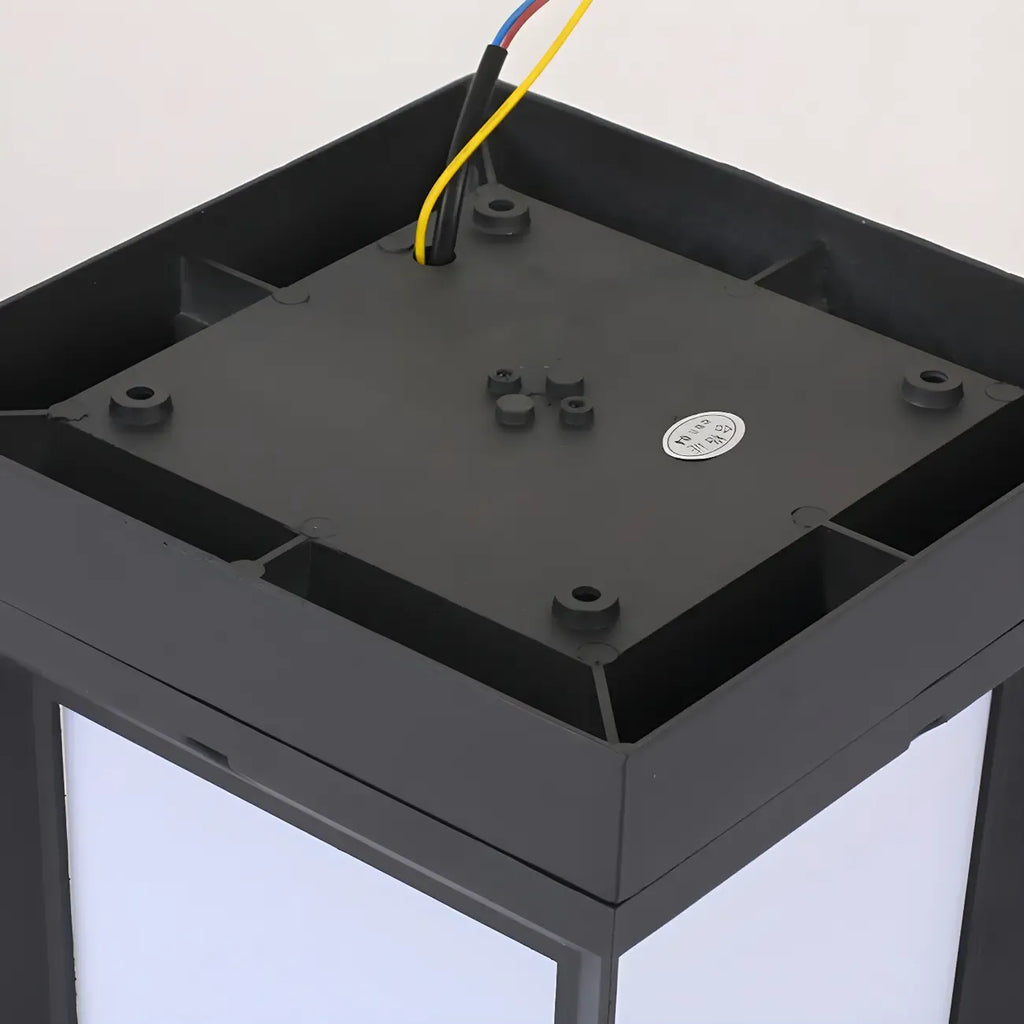 Simple Solar Black Metal Cube Outdoor Post Lights