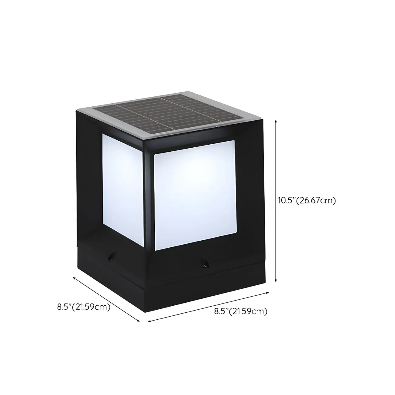 Simple Solar Black Metal Cube Outdoor Post Lights