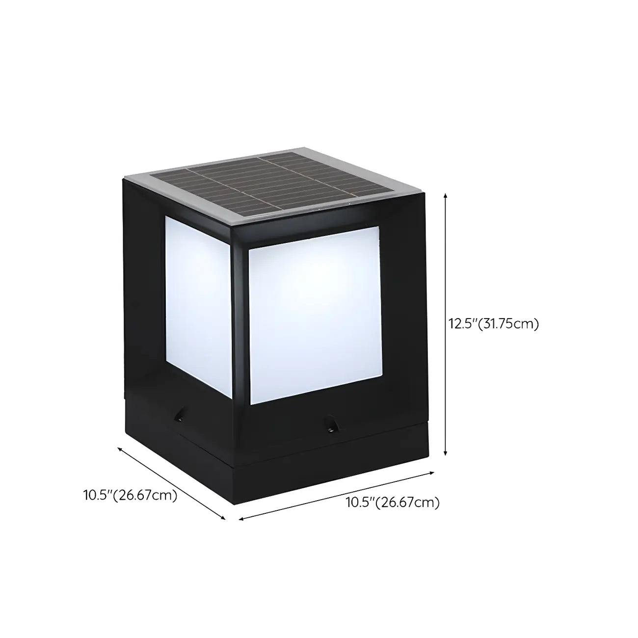 Simple Solar Black Metal Cube Outdoor Post Lights