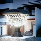 Faceted Hexagon Plastic Black Solar Outdoor Post Lights