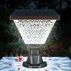 Faceted Hexagon Plastic Black Solar Outdoor Post Lights