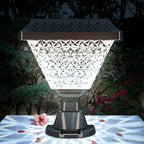 Faceted Hexagon Plastic Black Solar Outdoor Post Lights