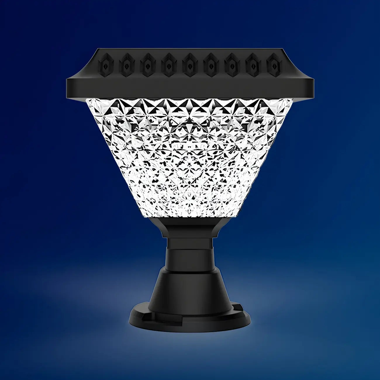 Faceted Hexagon Plastic Black Solar Outdoor Post Lights