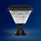 Faceted Hexagon Plastic Black Solar Outdoor Post Lights