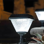 Faceted Hexagon Plastic Black Solar Outdoor Post Lights