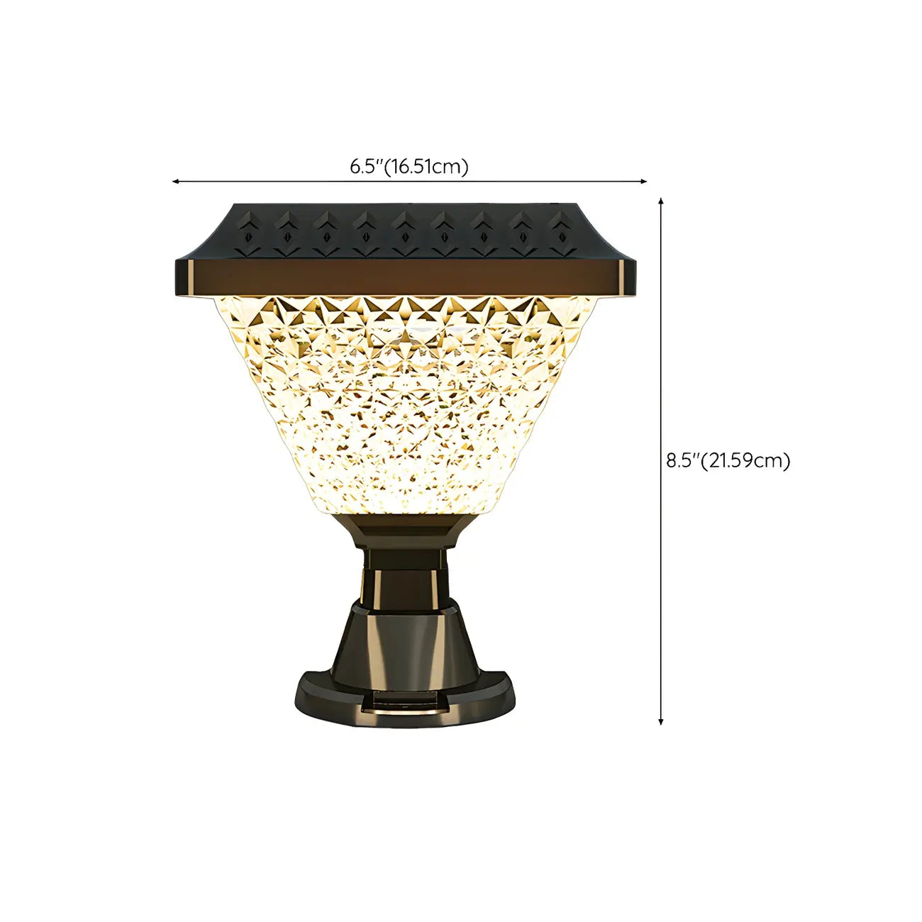 Faceted Hexagon Plastic Black Solar Outdoor Post Lights