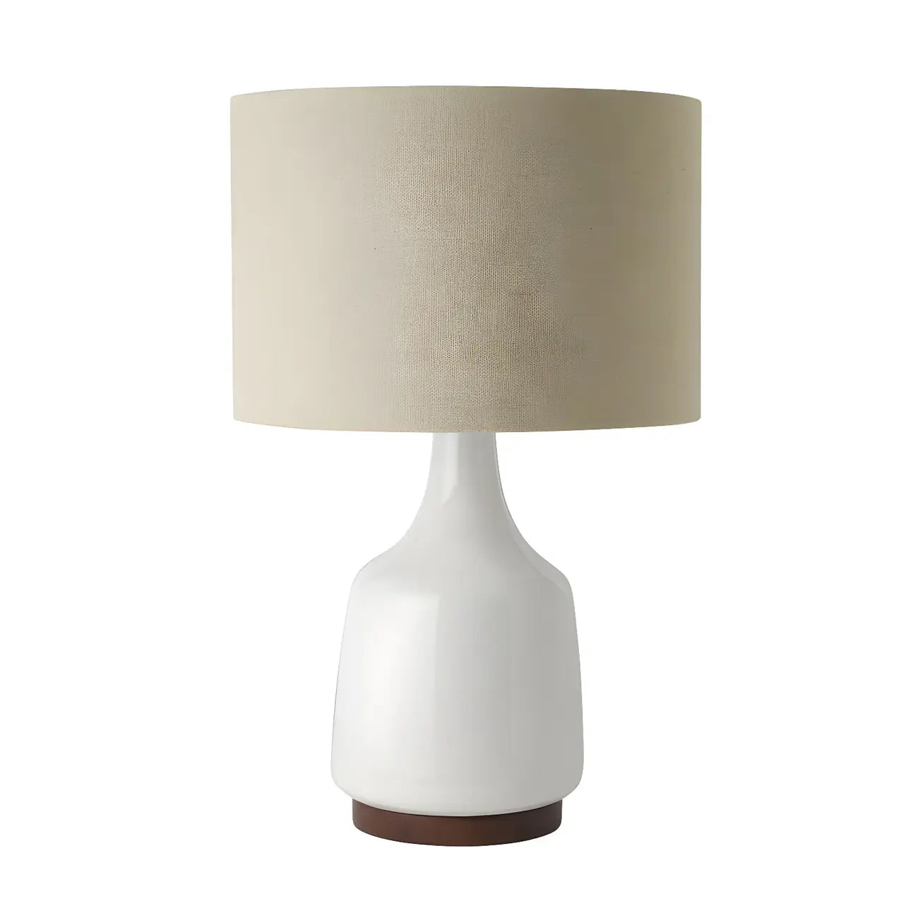 Retro Ceramic Drum-Shape LED Table Lamp with Fabric Shade