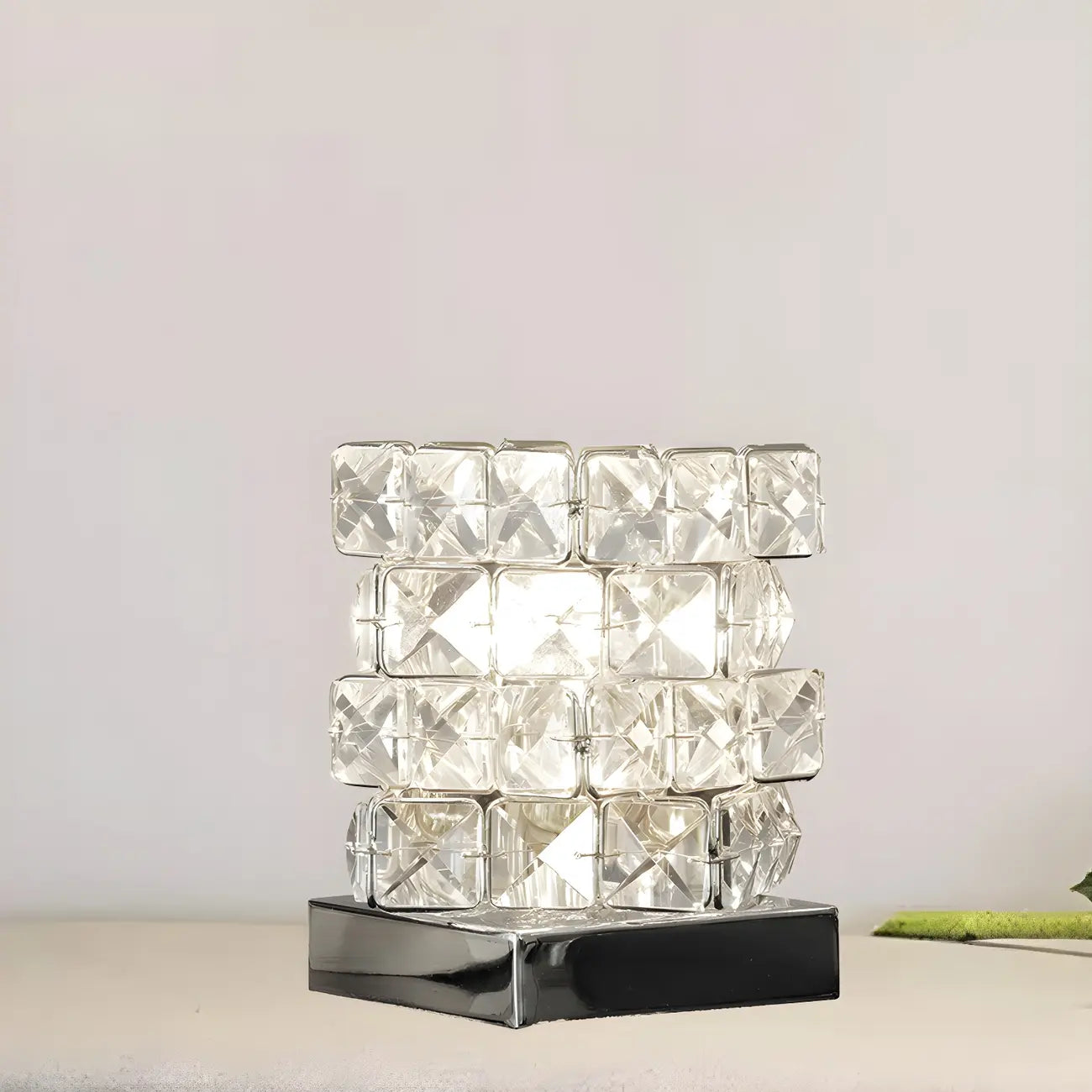 Modern Rectangular Crystal LED Table Lamp for Bedroom