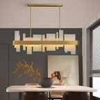 Sleek Modern Gold Rectangle LED Island Pendant Light for Kitchen