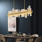 Sleek Modern Gold Rectangle LED Island Pendant Light for Kitchen