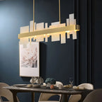 Sleek Modern Gold Rectangle LED Island Pendant Light for Kitchen