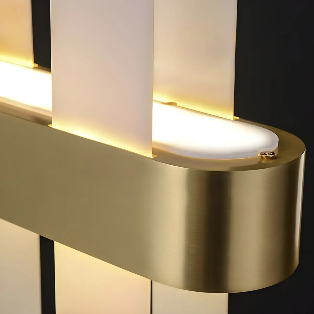 Sleek Modern Gold Rectangle LED Island Pendant Light for Kitchen