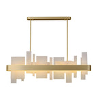 Sleek Modern Gold Rectangle LED Island Pendant Light for Kitchen