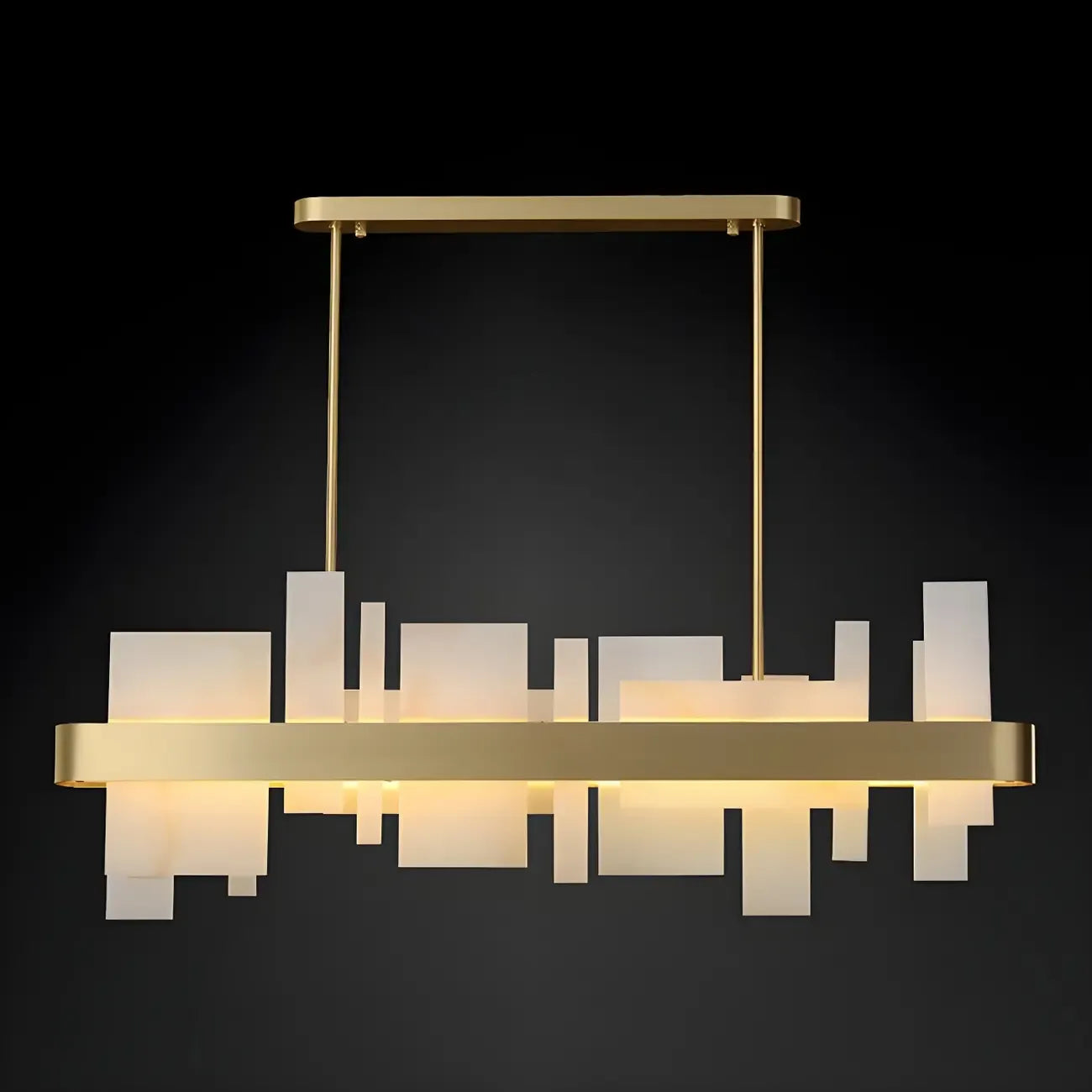 Sleek Modern Gold Rectangle LED Island Pendant Light for Kitchen