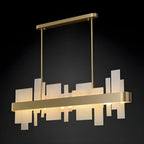 Sleek Modern Gold Rectangle LED Island Pendant Light for Kitchen