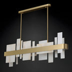 Sleek Modern Gold Rectangle LED Island Pendant Light for Kitchen