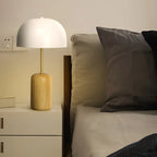 Minimalist Iron Wood Dome Shape Bedside Table Lamp