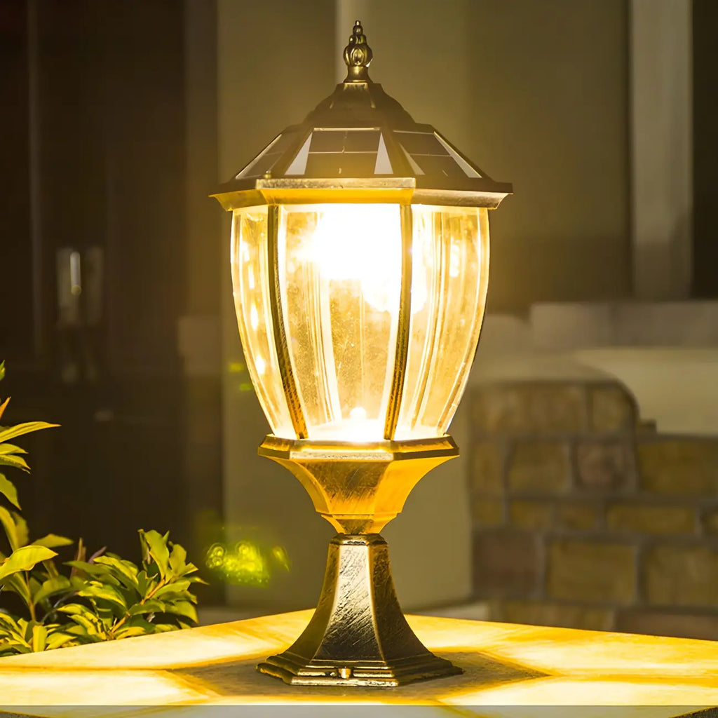 Retro Bronze Metal Solar Outdoor Post Lights