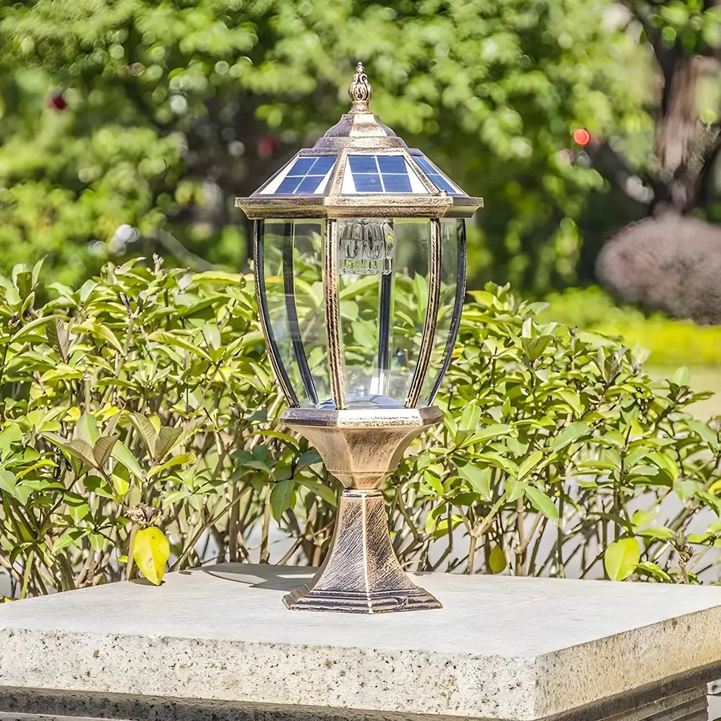 Retro Bronze Metal Solar Outdoor Post Lights