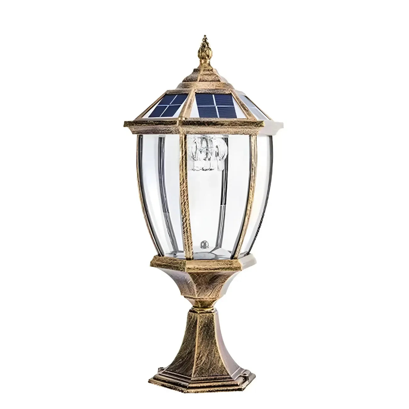 Retro Bronze Metal Solar Outdoor Post Lights