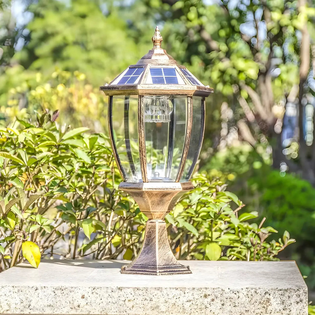 Retro Bronze Metal Solar Outdoor Post Lights