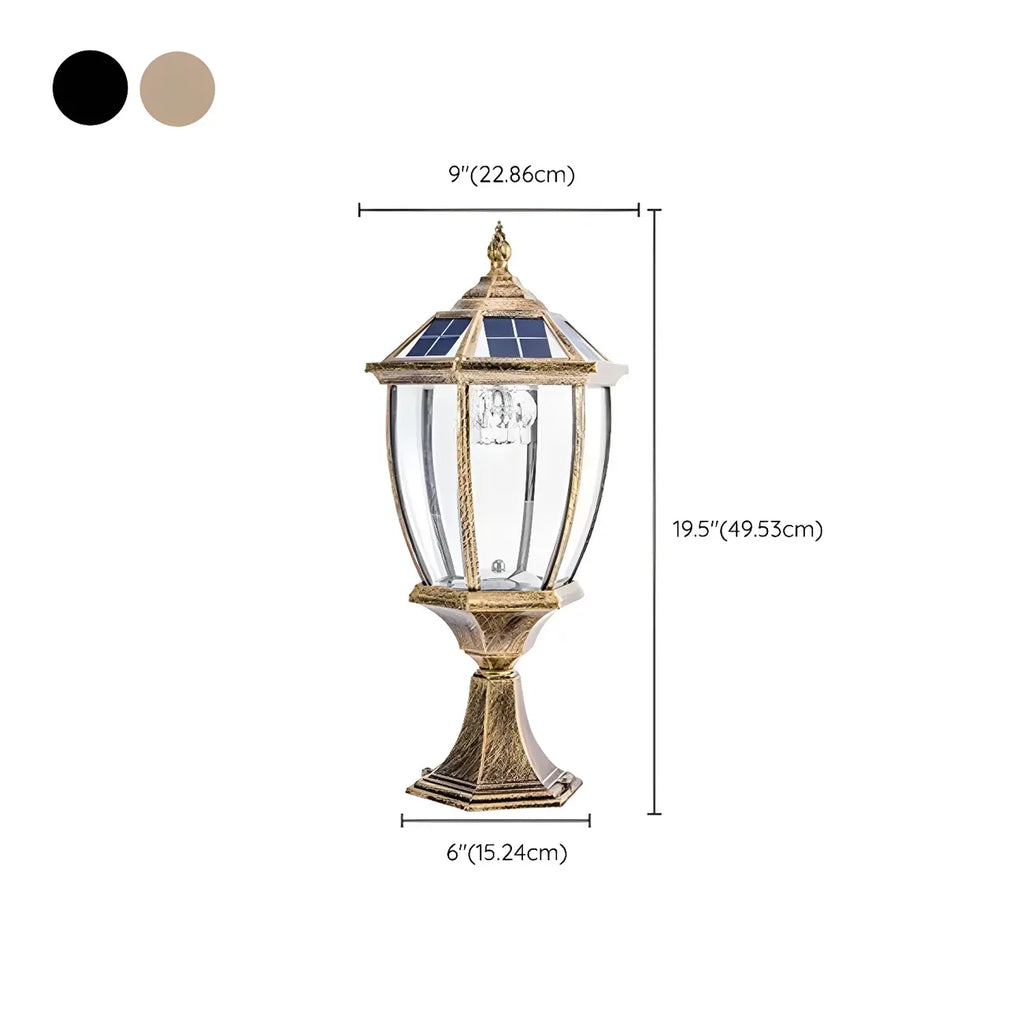 Retro Bronze Metal Solar Outdoor Post Lights
