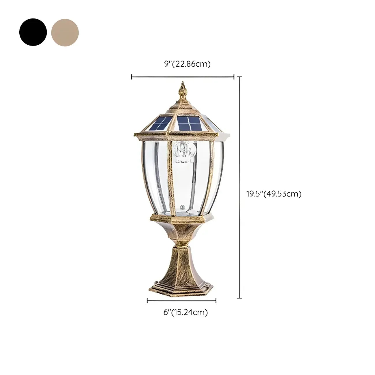 Retro Bronze Metal Solar Outdoor Post Lights