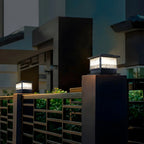 Textured Black House-Shape Solar Outdoor Post Lights