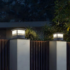 Textured Black House-Shape Solar Outdoor Post Lights