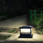 Textured Black House-Shape Solar Outdoor Post Lights